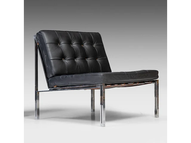 A vintage pair of kt221 black leather lounge chairs by kurt thut for teo jakob 67 x 70 x 75 cm. (26.37 x 27.55 x 29.53 in.) - afbeelding 5 van  14
