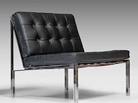 A vintage pair of kt221 black leather lounge chairs by kurt thut for teo jakob 67 x 70 x 75 cm. (26.37 x 27.55 x 29.53 in.) - afbeelding 5 van  14