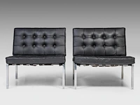 A vintage pair of kt221 black leather lounge chairs by kurt thut for teo jakob 67 x 70 x 75 cm. (26.37 x 27.55 x 29.53 in.) - afbeelding 9 van  14
