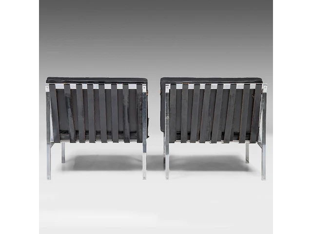 A vintage pair of kt221 black leather lounge chairs by kurt thut for teo jakob 67 x 70 x 75 cm. (26.37 x 27.55 x 29.53 in.) - afbeelding 11 van  14