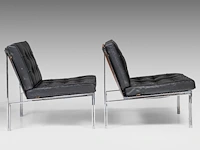 A vintage pair of kt221 black leather lounge chairs by kurt thut for teo jakob 67 x 70 x 75 cm. (26.37 x 27.55 x 29.53 in.) - afbeelding 12 van  14