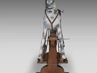 A vintage polychrome wooden carousel horse, h 115 - w 140 cm - afbeelding 4 van  8