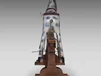 A vintage polychrome wooden carousel horse, h 115 - w 140 cm - afbeelding 6 van  8