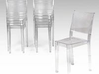 A vintage set of 10 la marie plexi dining chairs by philippe starck for kartell 85 x 39 x 50 cm. (33.46 x 15.34 x 19.67 in.)
