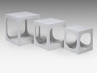 A vintage set of space-age design white lacquered nest tables, '60s, h 40 - w 37 - d 37 cm (tallest) - afbeelding 2 van  7