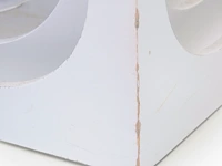 A vintage set of space-age design white lacquered nest tables, '60s, h 40 - w 37 - d 37 cm (tallest) - afbeelding 6 van  7