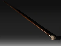 A walking stick with an ivory handle depicting female genitalia, with a silver cuff, 19thc, h 95 cm - ivory handle ø 4,5 cm - ivory weight 180g (+) - afbeelding 2 van  6
