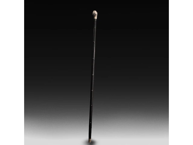A walking stick with an ivory handle of a phallus, on the silver ring the inscription 'souvenir 1833-1893', french, 19thc, total h 90 cm - ivory h 5,5 cm - ivory w 6 cm - total weight 360g (+) - afbeelding 6 van  6