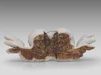 A white painted carved walnut fragment of two angels, 17thc 20 x 52 cm. (7.87 x 20.46 in.) - afbeelding 4 van  6