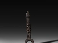A wooden ghurra churning stick holder, nepal 29 cm. (11.41 in.)