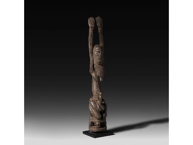 A wooden hermaphrodite fertility doll, dogon, mali 36 cm. (14.16 in.) - afbeelding 1 van  5