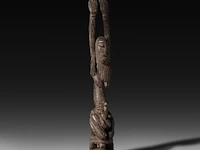 A wooden hermaphrodite fertility doll, dogon, mali 36 cm. (14.16 in.)