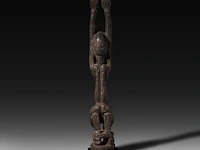 A wooden hermaphrodite fertility doll, dogon, mali 36 cm. (14.16 in.) - afbeelding 3 van  5