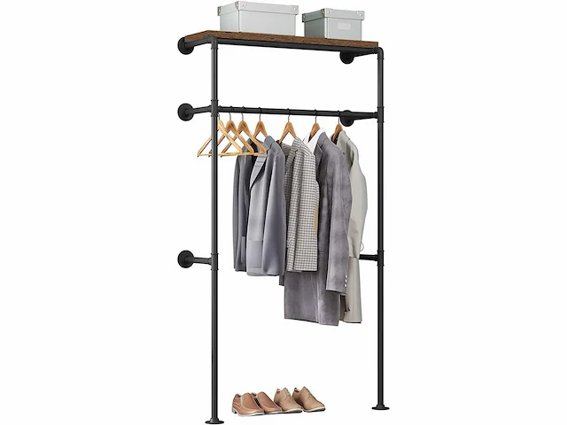 Aan de muur gemonteerde industriële garderobe, kledingrek voor kleedkamer - afbeelding 1 van  6