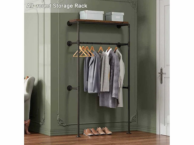 Aan de muur gemonteerde industriële garderobe, kledingrek voor kleedkamer - afbeelding 5 van  6