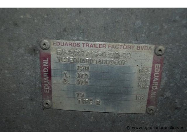 Aanhangwagen, eduards, type 2, 750kg - afbeelding 2 van  3