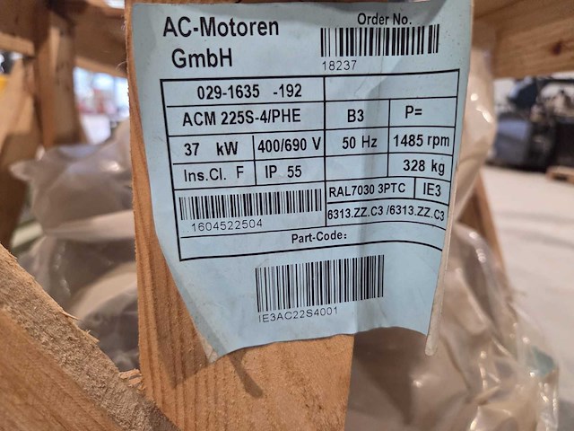 Ac-motoren gmbh - - acm 225s-4/phe - elektromotor 37kw - afbeelding 2 van  3