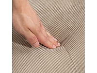 Accentstoel met voetenbankje, relax fauteuil in corduroy, fauteuil met armleuningen en houten poten, voor de woonkamer, lichtbruin - afbeelding 2 van  4