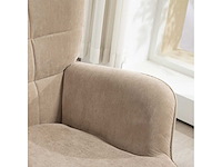 Accentstoel met voetenbankje, relax fauteuil in corduroy, fauteuil met armleuningen en houten poten, voor de woonkamer, lichtbruin - afbeelding 4 van  6