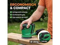 Accu excentrische schuurmachine – 900w – ø125mm – draadloos – met stofopvangbox & schuurpapier 10 stuks (10x) - afbeelding 2 van  5