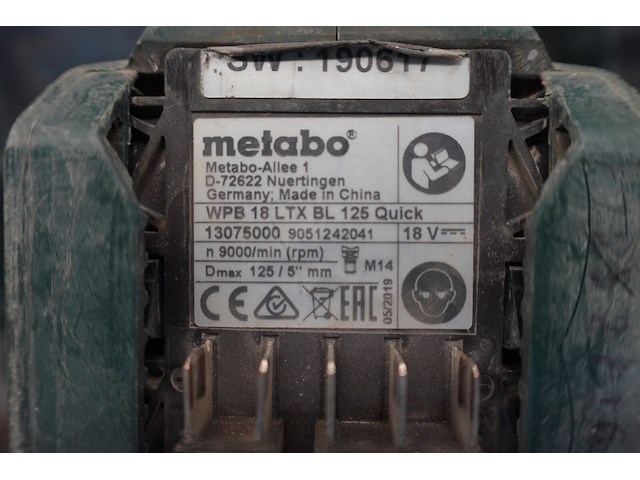 Accu haakse slijper metabo - afbeelding 3 van  3