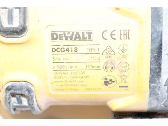 Accu haakse slijptol dewalt dcg418, vv oplader - afbeelding 3 van  5