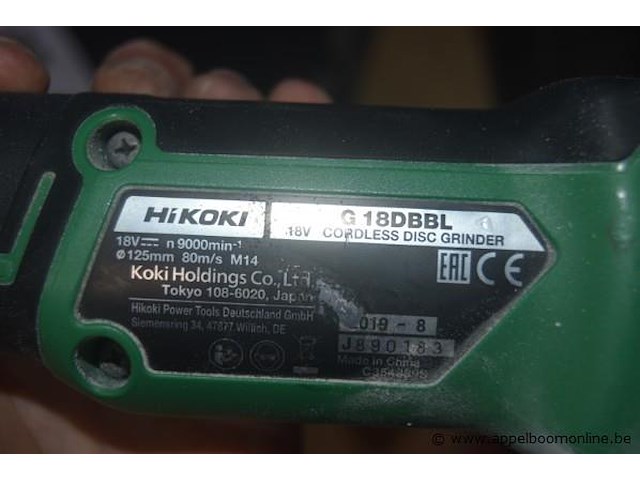 Accu haakse slijptol hikoki g18dbbl - afbeelding 2 van  3