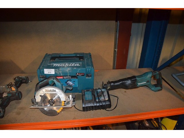 Accu handcirkelzaag makita dlx660 met lader en accu in koffer , accu reciprozaag makita zonder lader zonder accu djr186 (3,16) - afbeelding 1 van  9