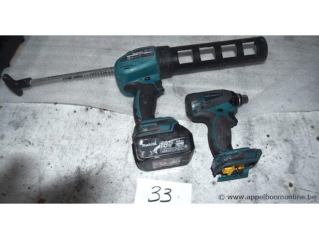 Accu kitspuit makita dcg180 en boormachine dtd646, werking niet gekend - afbeelding 1 van  3