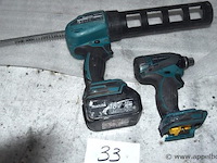 Accu kitspuit makita dcg180 en boormachine dtd646, werking niet gekend - afbeelding 1 van  3