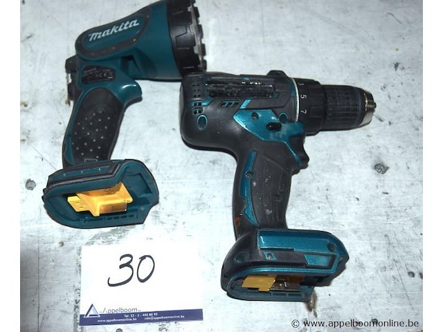 Accu looplmap en boormachine makita, zonder batterij, werking niet gekend - afbeelding 1 van  3