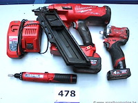 Accu schietpistool m18ffn, accu moerenaanzetter en accu schrovendraaier milwaukee, werking niet gekend - afbeelding 1 van  5