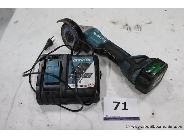 Accu slijptol makita dga508, vv oplader, werking niet gekend - afbeelding 1 van  3