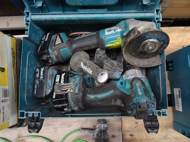 Accu vijsmachine + accu slagschroevendraaier + accu haakse slijper makita - afbeelding 1 van  4