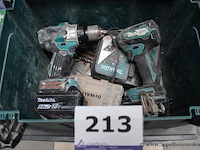 Accuboormachine - makita - 18v 5.0ah slagschroevendraaier - makita - dtd154 oplader - makita toebehoren - dewalt doos met boren - afbeelding 1 van  3