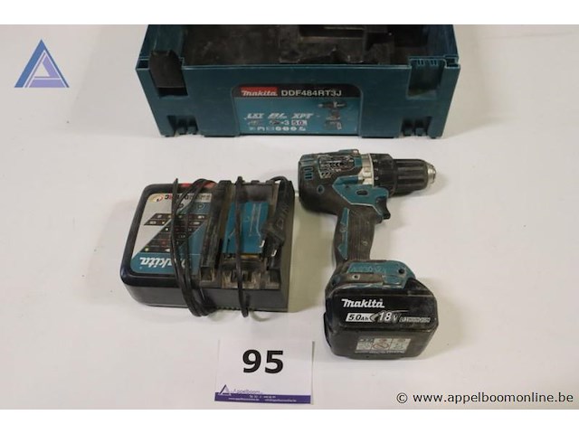 Accuboormachine - makita - ddf484 oplader - makita toebehoren - koffer - afbeelding 1 van  3