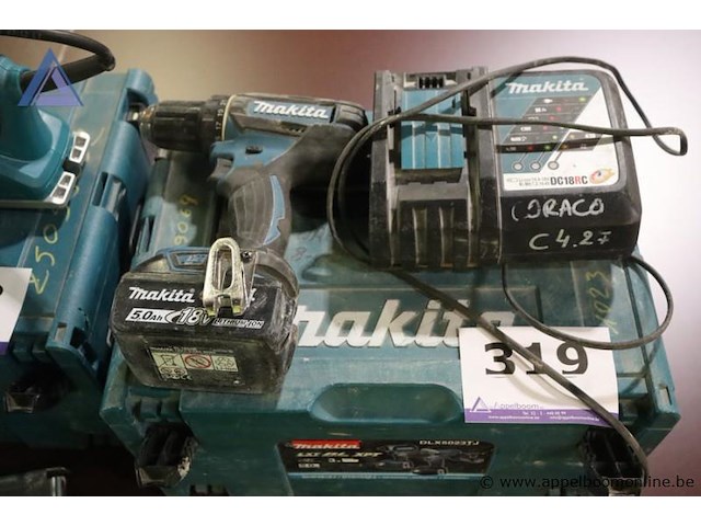 Accuboormachine - makita - dhp482 oplader - makita - dc18rc toebehoren - koffer - afbeelding 1 van  2