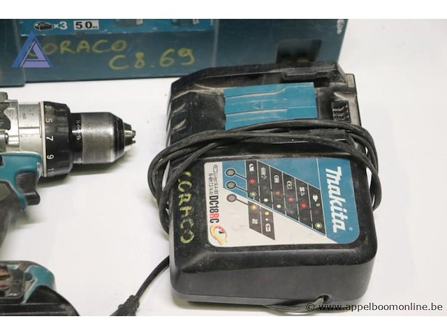 Accuboormachine - makita - dhp486 oplader - makita - dc18rc toebehoren - koffer - afbeelding 2 van  3