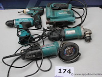 Accuboormachine - makita slagschroevendraaier - makita decoupeerzaag - makita haakse slijper - makita haakse slijper - makita - afbeelding 1 van  3