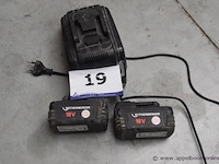 Accu's en lader, rothenberger, gep 15-w32, 18v, 3ah, werking niet gekend