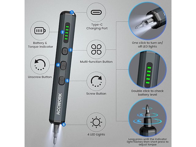 Accwork elektrische schroevendraaier - afbeelding 3 van  4