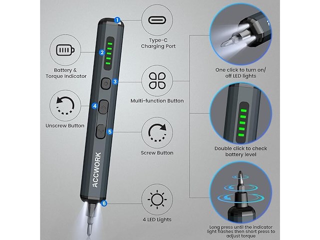Accwork elektrische schroevendraaier - afbeelding 3 van  4