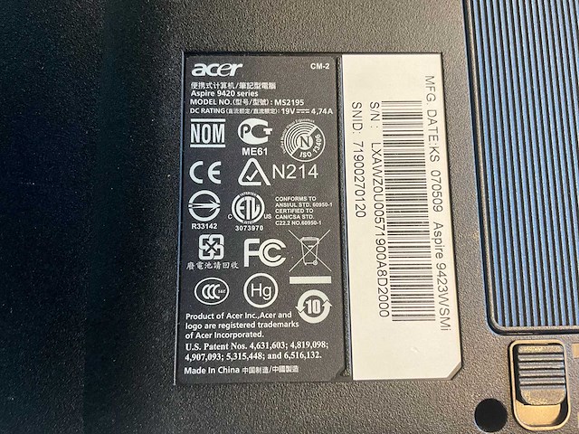 Acer aspire 9420 laptop - afbeelding 7 van  8