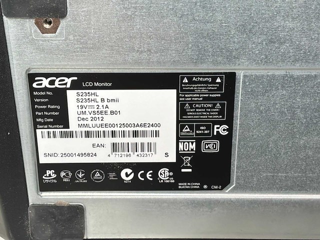 Acer s235hl monitor (2x) - afbeelding 4 van  4