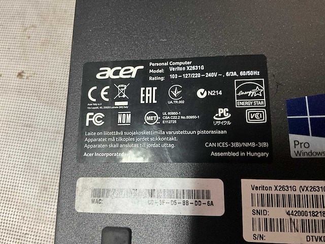 Acer veriton x2631g desktop pc - afbeelding 5 van  8