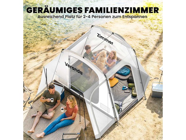 Achterste tent voor 2 tot 4 personen - 320 x 280 x 205 cm - 2-in-1 autotent - afbeelding 4 van  5