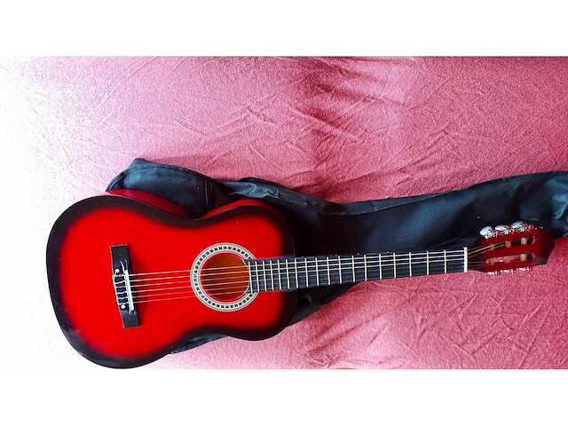 Acoustische gitaar rood - afbeelding 1 van  4