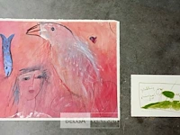 Acryl op papier, katrien caymax, de vogel die zingt