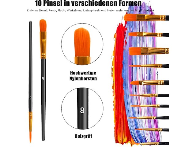 Acrylverfset 48 flesjes van 60ml met penselen - afbeelding 1 van  5