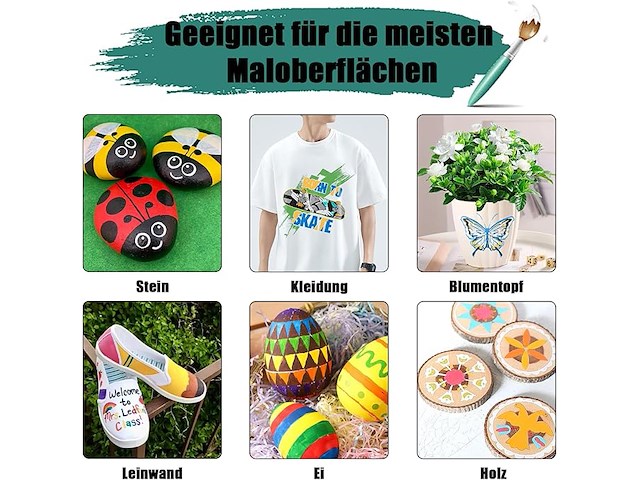 Acrylverfset 48 flesjes van 60ml met penselen - afbeelding 2 van  5